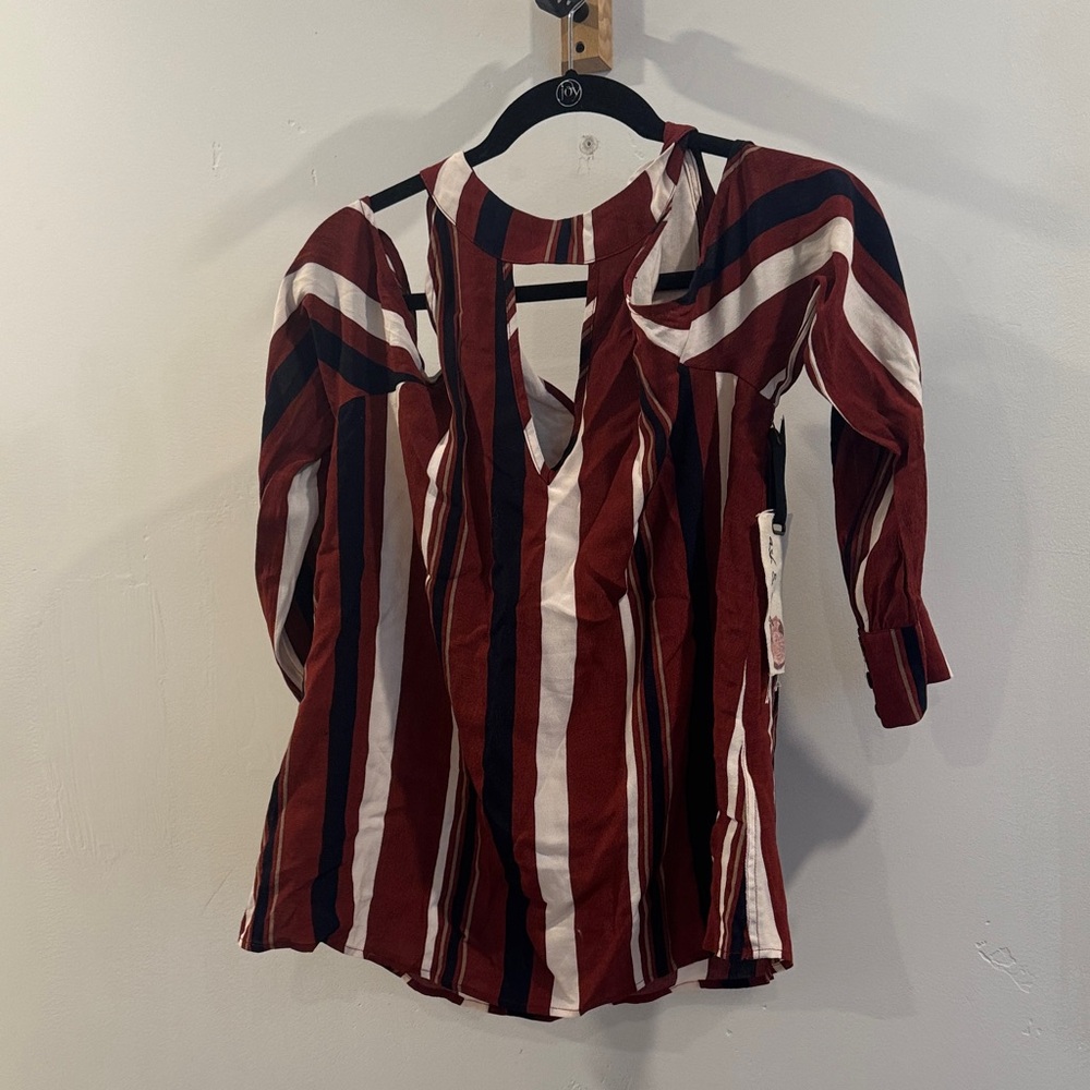Ash & Ember Striped Red and White Women's Top.